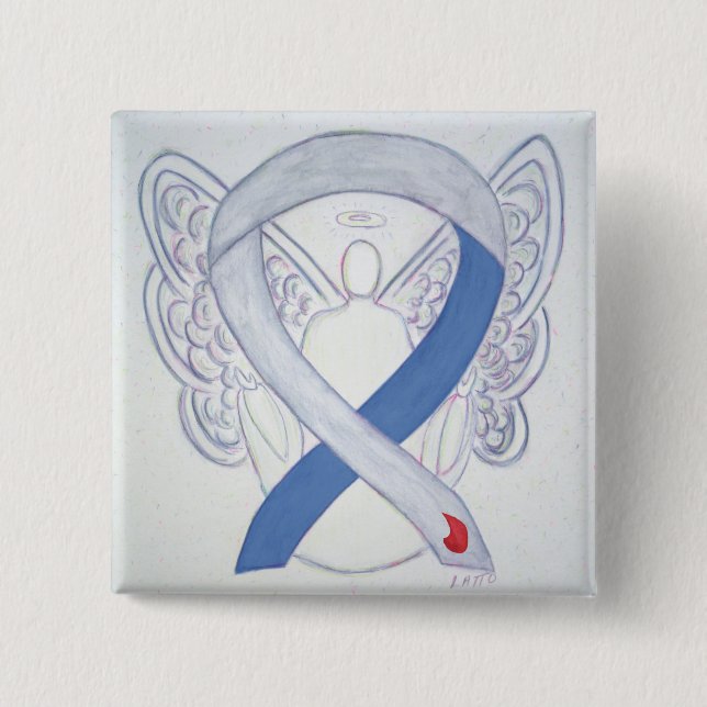 Diabetes Awareness Ribbon Custom Angel IDDM Pins (Front)