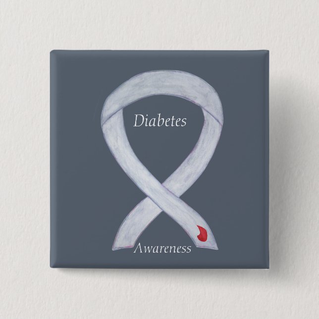 Diabetes Awareness Ribbon Customized Art Pin (Front)