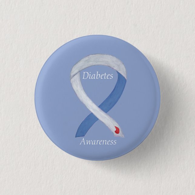 Diabetes Awareness Ribbon Customized Art Pin (Front)