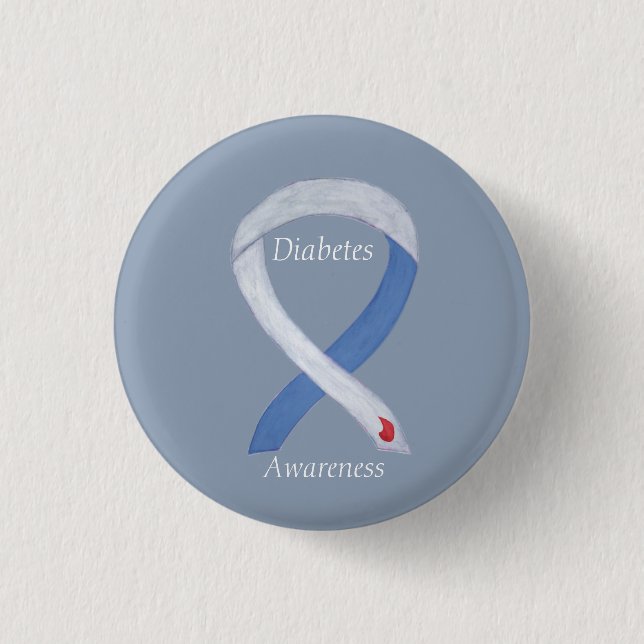 Diabetes Awareness Ribbon Customized Art Pin (Front)