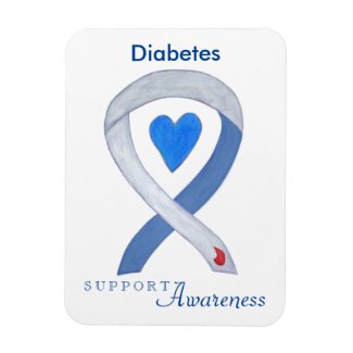 Diabetes Awareness Ribbon Heart Fridge Magnets