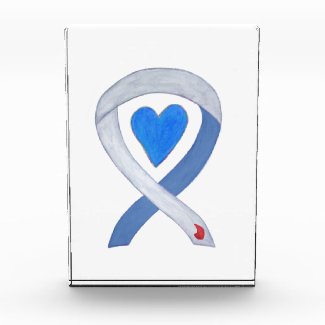 Diabetes Awareness Ribbon Heart Paperweight Award 
