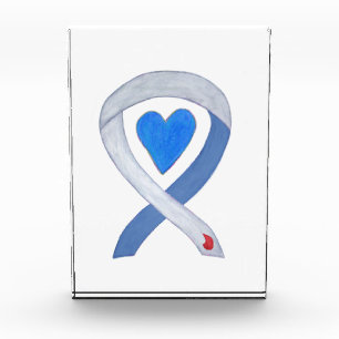 Diabetes Awareness Ribbon Heart Paperweight Award