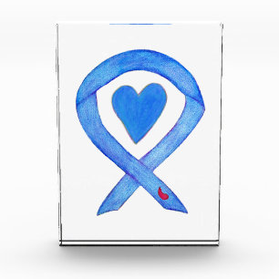 Diabetes Awareness Ribbon Heart Paperweight Award