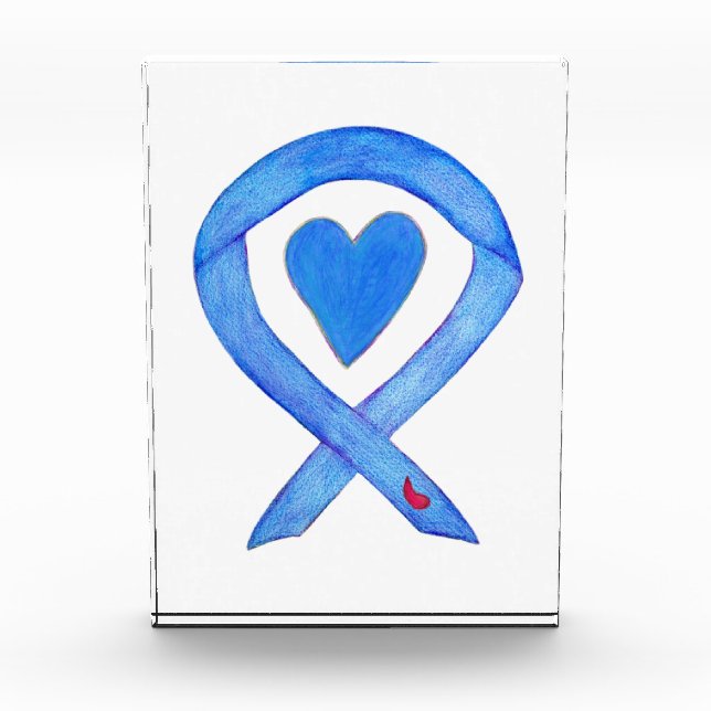 Diabetes Awareness Ribbon Heart Paperweight Award  (Front)