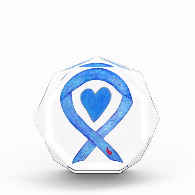 Diabetes Awareness Ribbon Heart Paperweight Award  (Front)