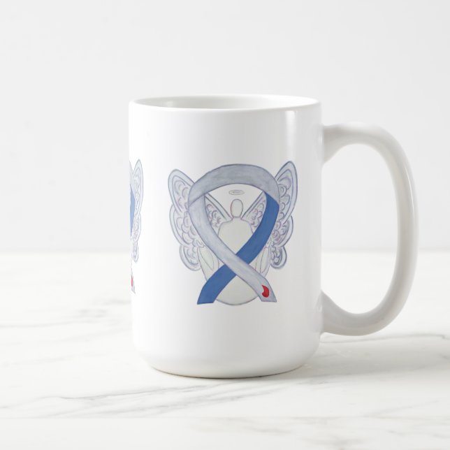 Diabetes Awareness Ribbon IDDM Angel Art Mug (Right)