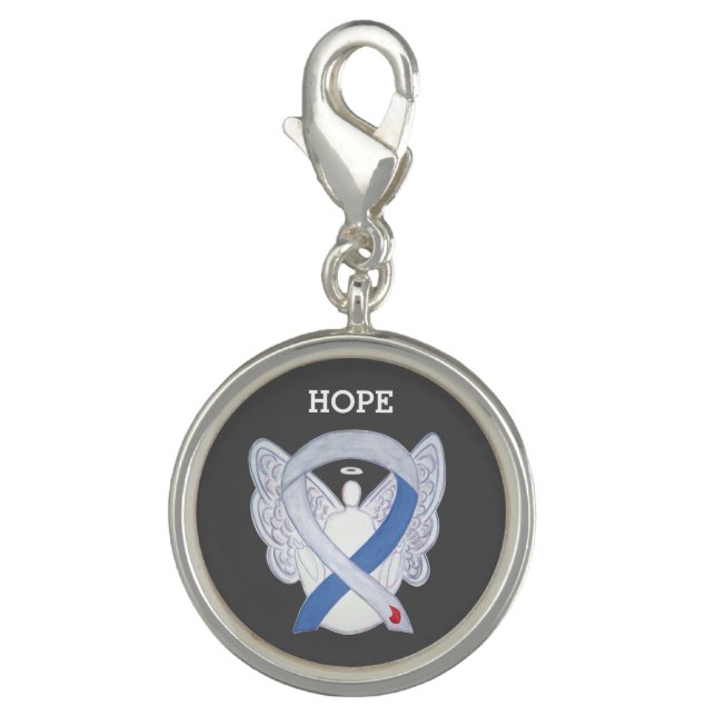 Diabetes Awareness Ribbon IDDM Angel Charm (Front)