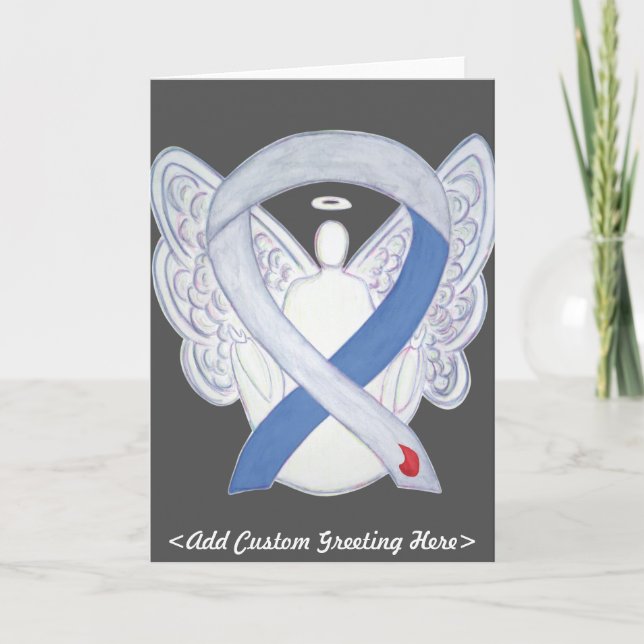 Diabetes Awareness Ribbon IDDM Angel Greeting Card (Front)