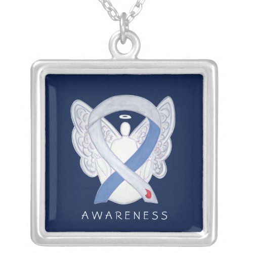 Diabetes Awareness Ribbon IDDM Angel Necklace