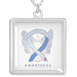 Diabetes Awareness Ribbon IDDM Angel Necklace