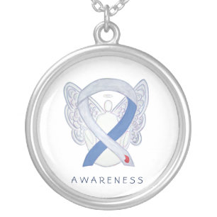 Diabetes Awareness Ribbon IDDM Angel Necklace