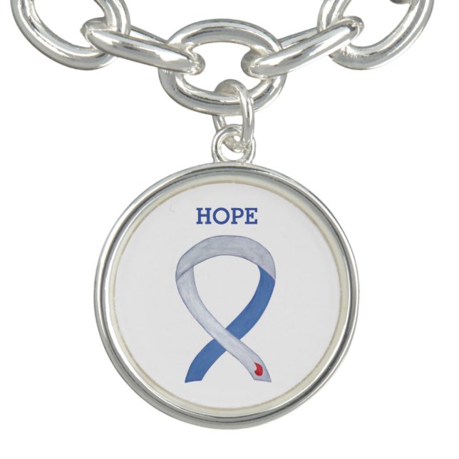 Diabetes Awareness Ribbon IDDM Charm Bracelet (Design)