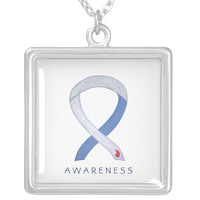 Diabetes Awareness Ribbon IDDM Custom Necklace (Front)