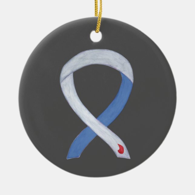 Diabetes Awareness Ribbon IDDM Custom Ornaments (Front)