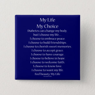 Diabetes Awareness Support My Life Poem Buttons