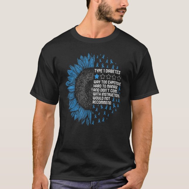 Diabetes Awareness T1d Warrior Insulin Sunflower D T-Shirt (Front)