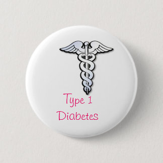 Diabetes Badge - Pink Pinback Button