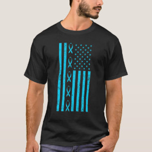 Diabetes Blue Awareness Ribbon American Flag 4th O T-Shirt