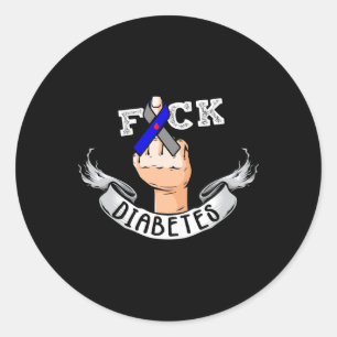 Diabetes Blue Ribbon Diabetic Type One Awareness D Classic Round Sticker