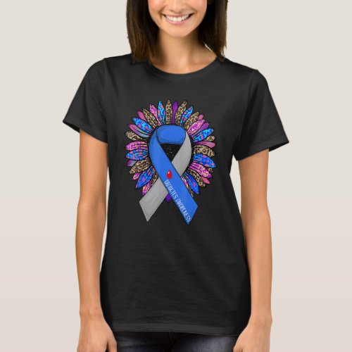Diabetes Blue Ribbon Sunflower Diabetes Awareness T-Shirt