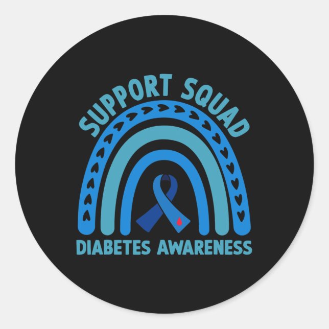 Diabetes Blue Support Squad Diabetes Awareness  Classic Round Sticker (Front)
