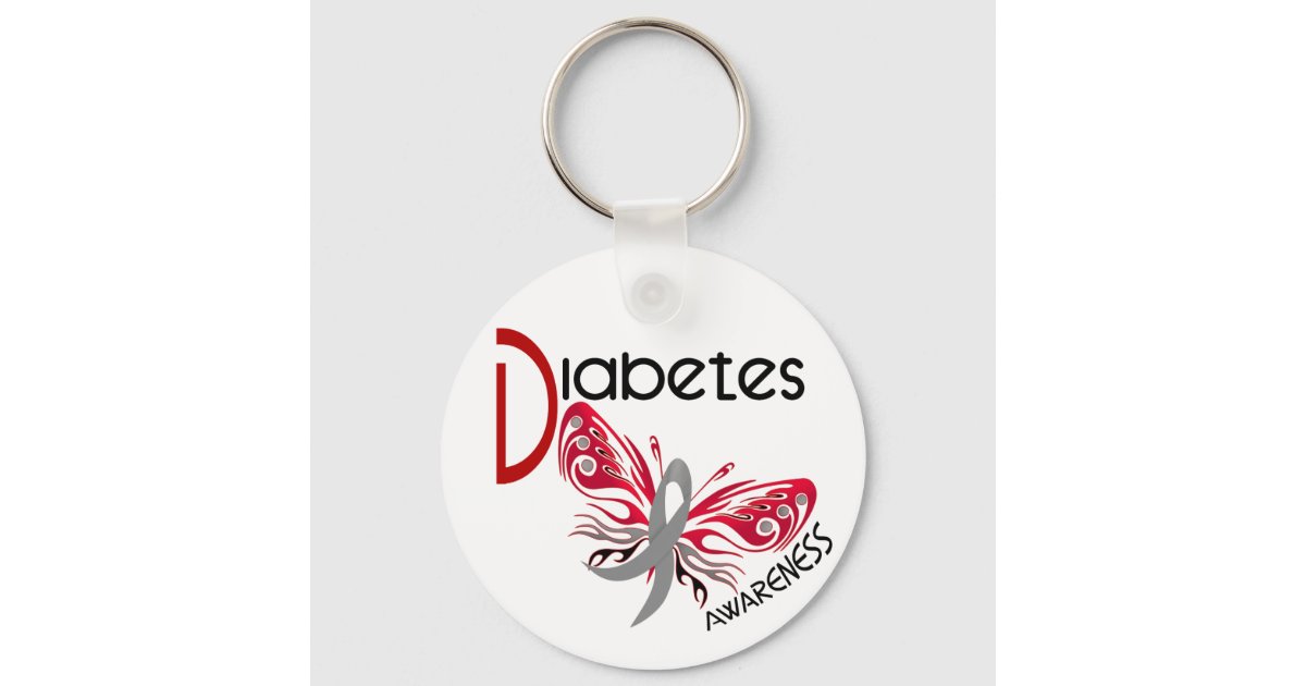 Diabetes BUTTERFLY 3 Keychain Zazzle