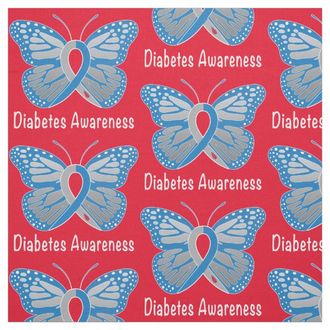 Diabetes Butterfly Awareness Ribbon Fabric (Swatch)