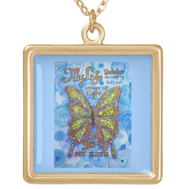 Diabetes Butterfly Poem Necklace Jewelry (Front)