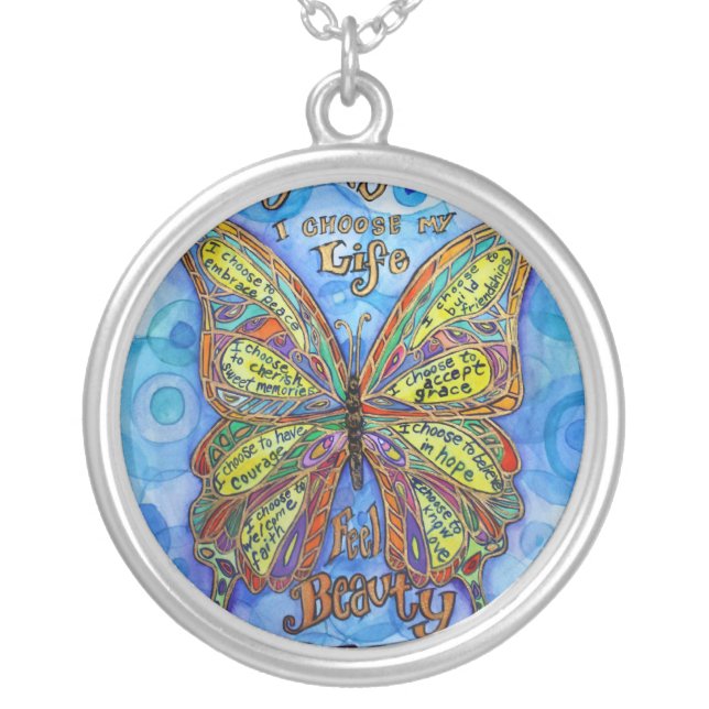 Diabetes Butterfly Poem Necklace Jewelry (Front)