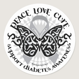 Diabetes Butterfly Tribal Classic Round Sticker