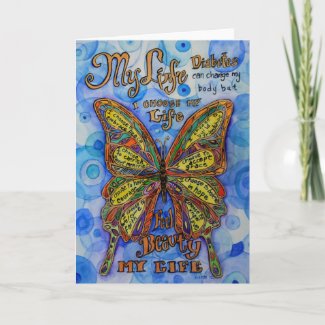 Diabetes Butterfly with Awareness Poem Note Cards