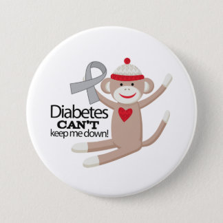 Diabetes Cant Keep Me Down Sock Monkey Button