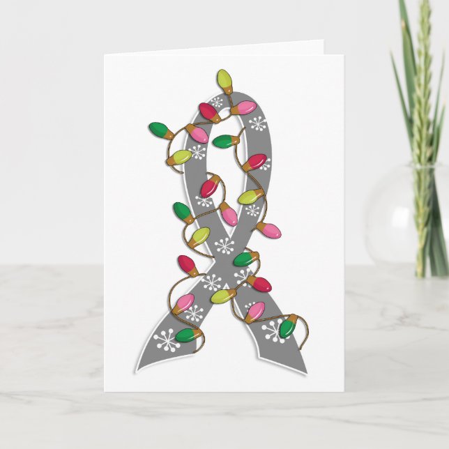Diabetes Christmas Lights Ribbon Holiday Card (Front)