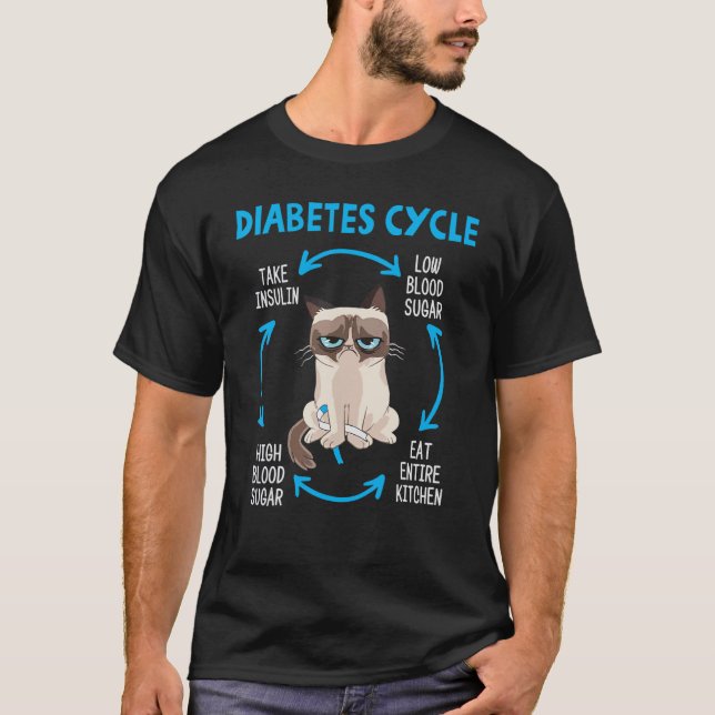 Diabetes Cycle  Cat T-Shirt (Front)