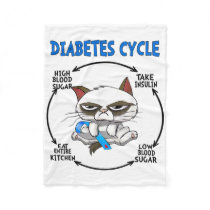Diabetes Cycle Diabetes Awareness Cat Lover  Fleece Blanket