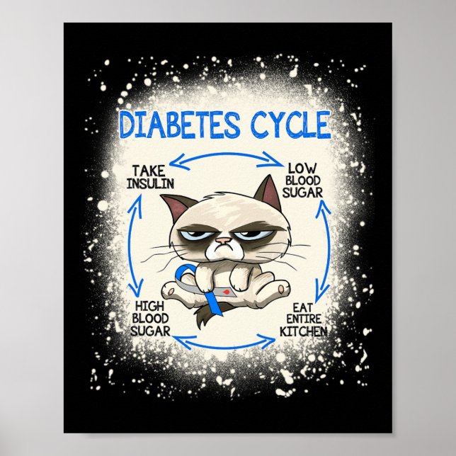 Diabetes Cycle Diabetes Awareness Fun Cat  Poster (Front)
