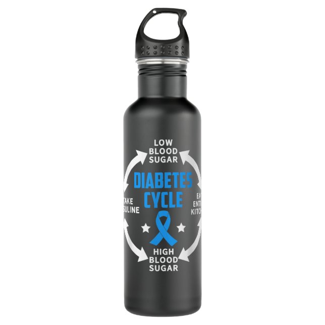 Diabetes Cycle Diabetic Awareness Stainless Steel Water Bottle (Front)