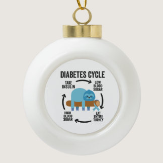 Diabetes Cycle Funny Blue Sloth Ribbon Thanksgivin Ceramic Ball Christmas Ornament