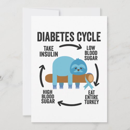 Diabetes Cycle Funny Blue Sloth Ribbon Thanksgivin Thank You Card