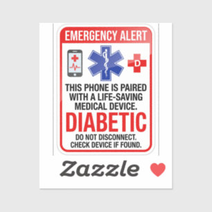 Diabetes Emergency Medical Phone Sticker