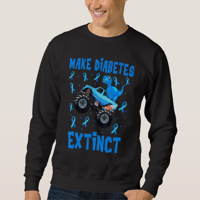 Diabetes Extinct Awareness Truck Kids Dinosaur Mon Sweatshirt (Front)