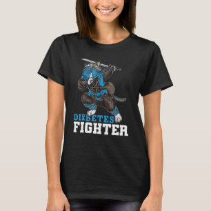 Diabetes Fighter Cat Ninja Type 1 Diabetes Awarene T-Shirt