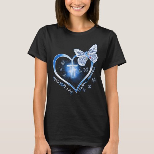 diabetes heart butterfly T_Shirt