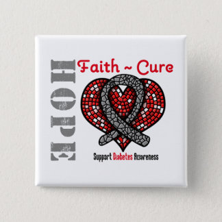 Diabetes Hope Faith Cure Heart Ribbon Button