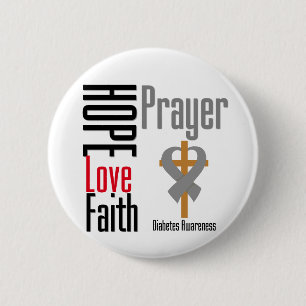 Diabetes Hope Love Faith Prayer Cross Pinback Button