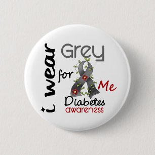 Diabetes I Wear Grey For ME 43 Pinback Button