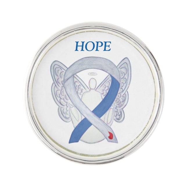 Diabetes IDDM Awareness Ribbon Angel Lapel Pin (Front)