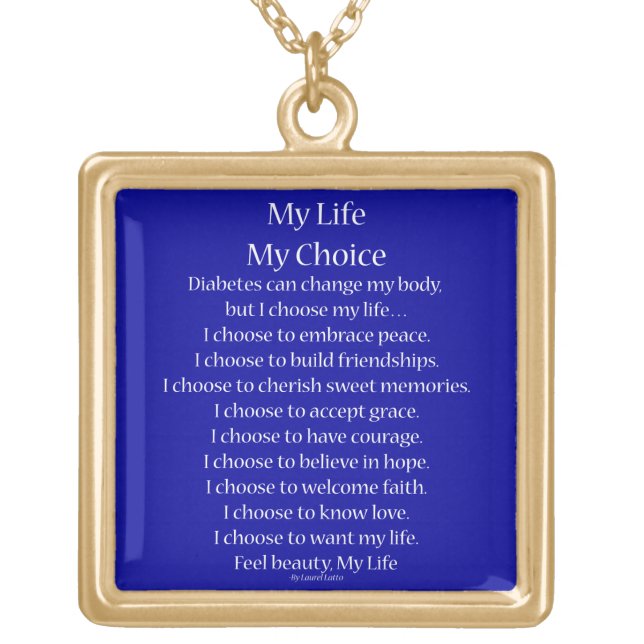 Diabetes Inspiration Poem Poem Pendant Necklaces (Front)