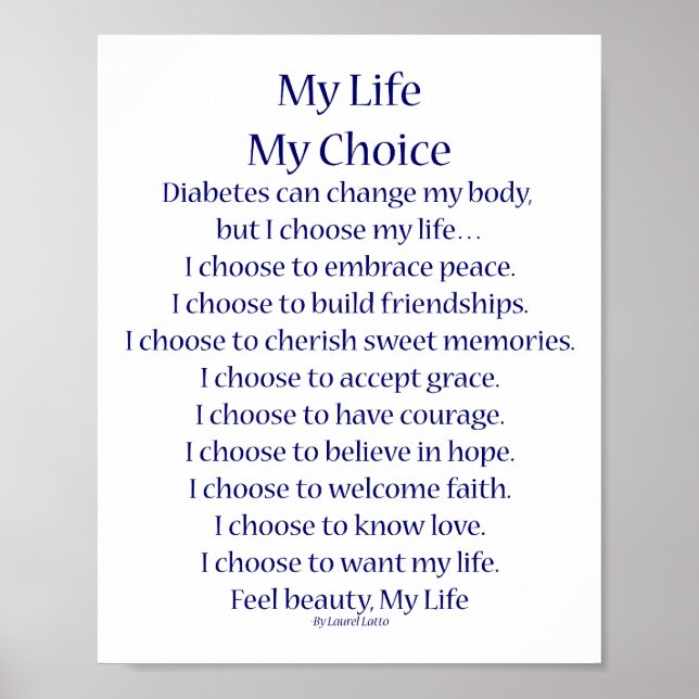 Diabetes Inspirational Poem Art Prints Posters (Front)